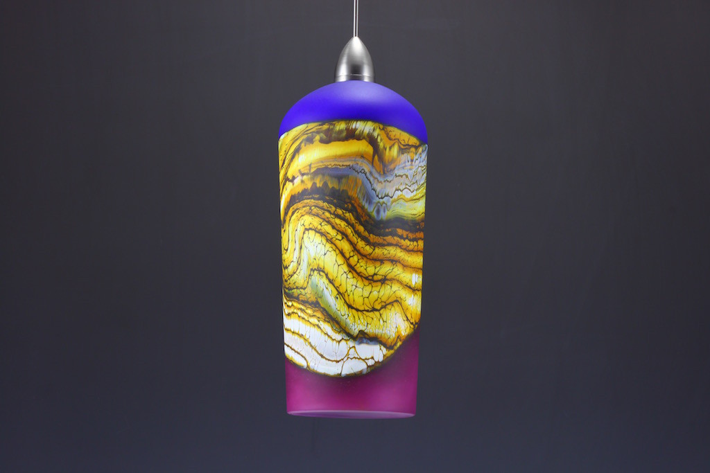 Cobalt & Red Amethyst Cylindrical Strata Pendant (Off)