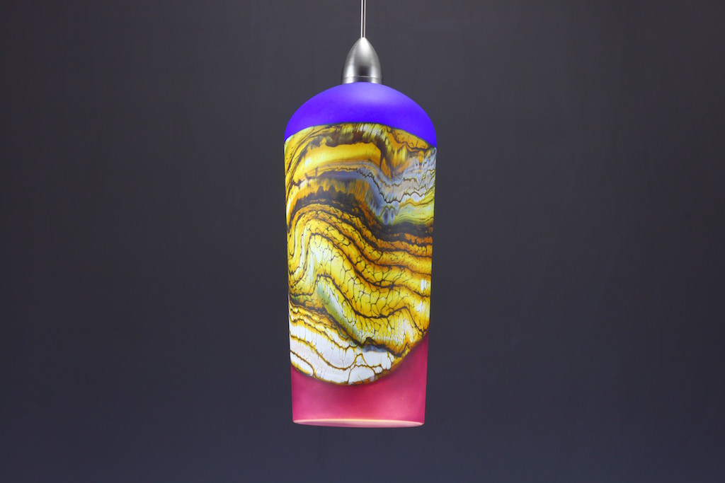 Cobalt & Red Amethyst Cylindrical Strata Pendant (On)