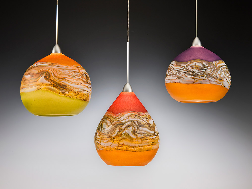 Pendant lights hand blown art glass 